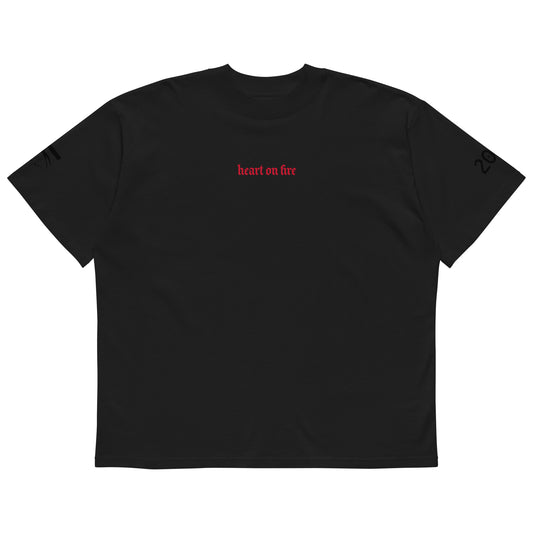 Heart On Fire Oversized High Neck T-Shirt